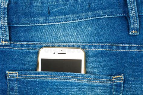 Mobile Phone In The Pocket Of The Blue Jeans Stock Image Image Of