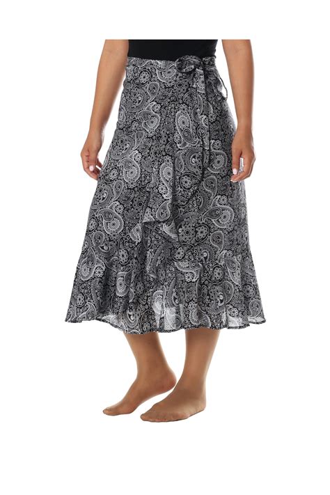 Black Midi Wrap Skirt For Women Long Boho Skirt High Waisted Summer