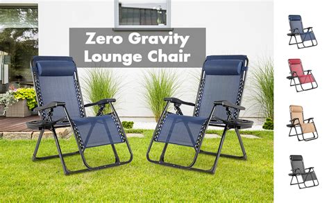 Goplus Zero Gravity Chairs Set Of 2 X Large Outdoor Lounge Lawn Chair With Cup