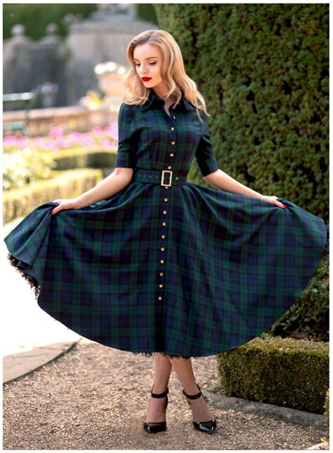 way out west black watch tartan 50s style swing dress vintage inspired outfits vintage