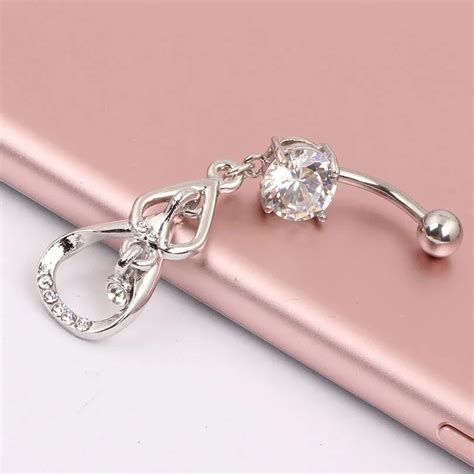 1pcs High Quality Zirconia Crystal Heart Dangle Belly Button Stainless Steel Belly Nombril Rings