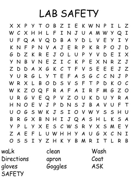 Lab Safety Word Search Wordmint