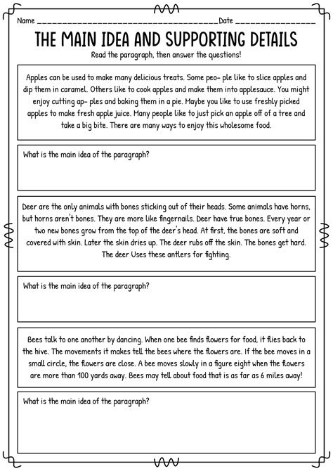 14 best images of main idea worksheets grade 5