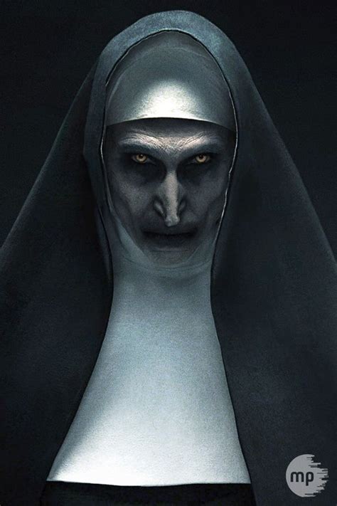 The Nun From Scream Movie Is Shown In This Dark Background With An Evil Look On Her Face