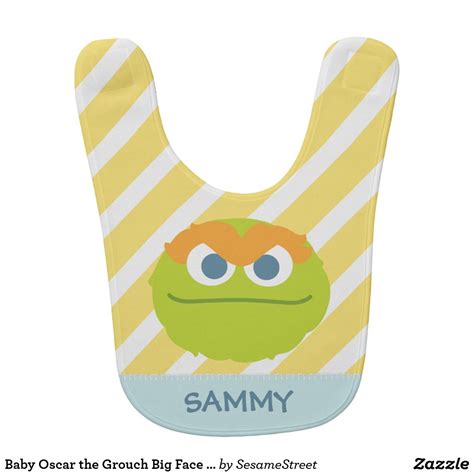 Baby Oscar The Grouch Big Face Add Your Name Bib Zazzle Big Face