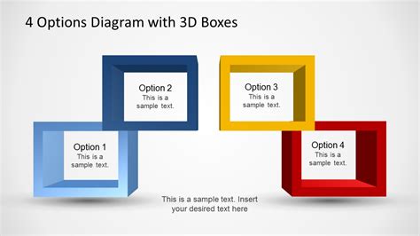 4 Options Diagram Template For Powerpoint With 3d Boxes Slidemodel