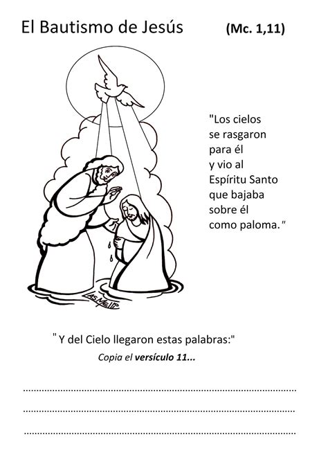 JUEGO El Bautismo de Jesús para colorear y completar Educacion