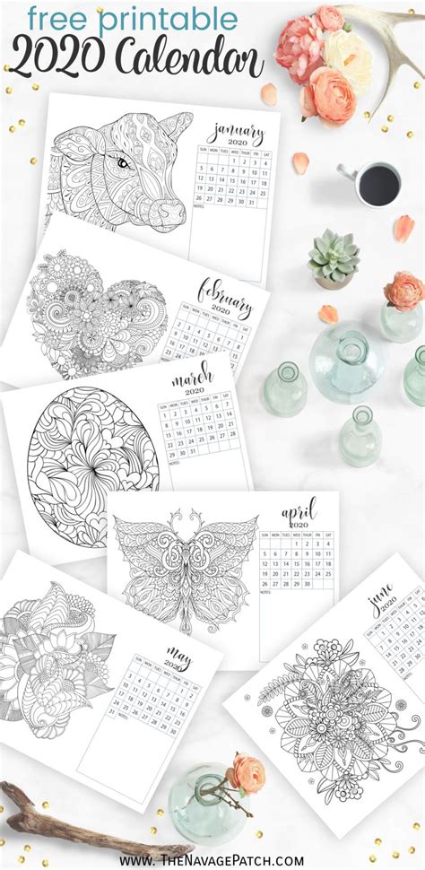 Free Printable Adult Coloring Calendar For 2020 The Navage Patch