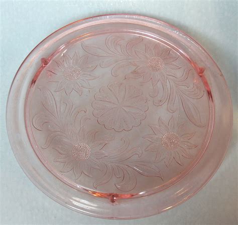 Vintage Pink Depression Glass Footed Cake Plate By Jujubeezcloset