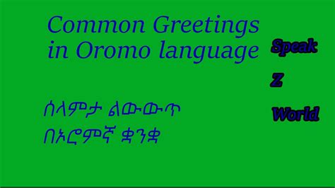 Greetings In Oromo Language Afaan Oromoo Greetings Youtube
