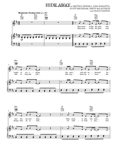 Hide Away Sheet Music For Piano Vocals By Daya Official