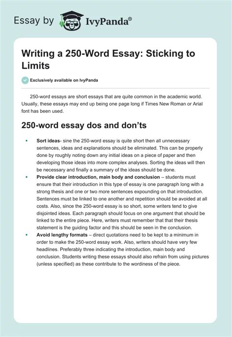 Writing A 250 Word Essay Sticking To Limits 261 Words Article Example