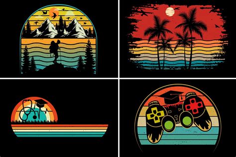 Vintage Retro Sunset For T Shirt Design Graphic By T Shirt Design