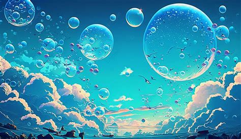 Blue Bubble Gradient Dreamy Background Bubble Fantasy Background