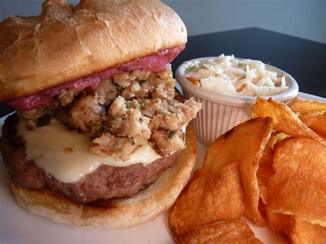 The Pilgrim Turkey Burger With Homemade Cranberry Mayo Stuffing And