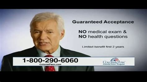 Now if you are determined to do business with colonial penn insurance company below you can see all the prices for whole life colonial penn life insurance quotes for both males and females. Colonial Penn TV Commercial, 'The Three Ps' Featuring Alex Trebek - iSpot.tv