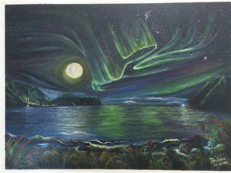 “aurora Borealis” Acrylic Painting 18″ X 24″ Artist Pablo Norberto