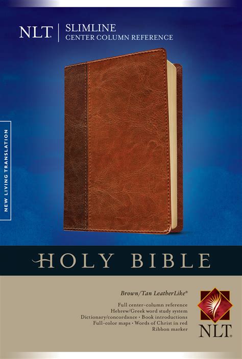 Nlt Slimline Center Column Reference Bible Browntan Imitation Leather