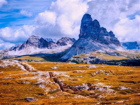 Landscape Photography Italy Dolomites South Tyrol Winter Mountains Rocky Peaks With Snow Sky