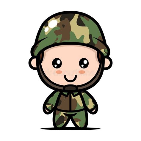 Cute Soldier Army Mascot Design Illustration Stock Vector
