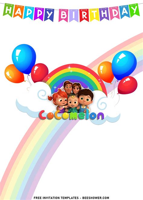 7 Rainbow Baby Cocomelon Birthday Invitation Templates Artofit