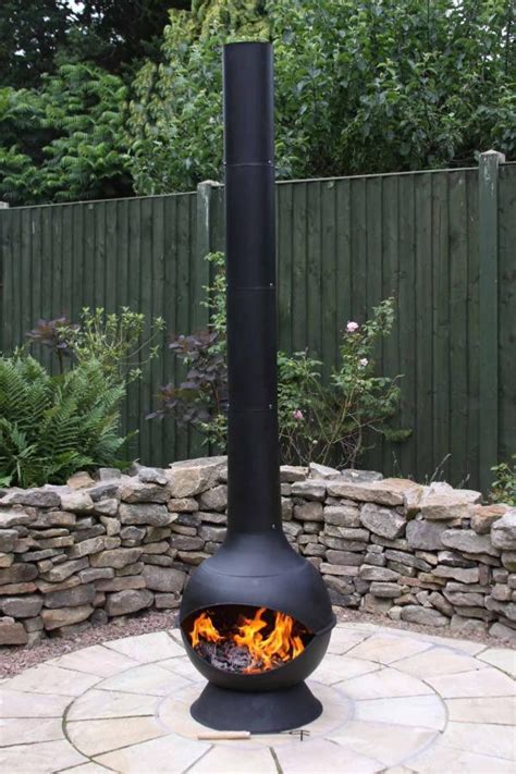 Tall Chimney Fire Pit Lit Your Outdoor Space Nuance With Chiminea