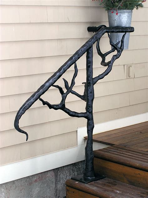 These brackets keep your railing straight or at an angle for stairs. Outdoor Hand Railings | tree handrail tree handrail bear ...