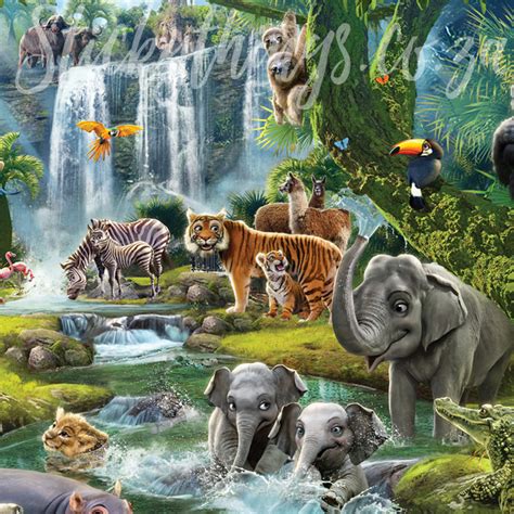 Jungle Adventure Wall Mural Walltastic Jungle Animals Wall Art Mural