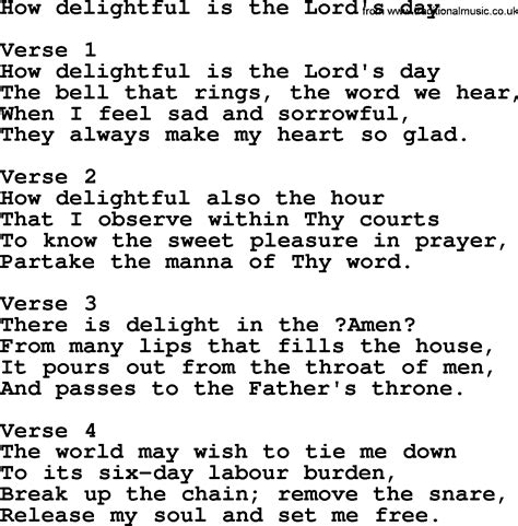 how delightful is the lord s day apostolic and pentecostal hymns and gospel songs lyrics and pdf
