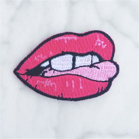 Lip Iron On Patch Patches Embroidered Applique Pink Red