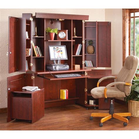 Consider adding a china cabinet or hutch to store essentials or showcase dishware. Sauder® Computer Work Center, Cherry Finish - 167694 ...