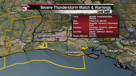 Severe Thunderstorm Watch Issued For Portion Of Acadiana