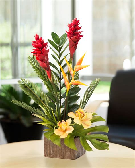 Torch Ginger And Orchid Arrangement Artificial Flower Arrangements Tropical Flower
