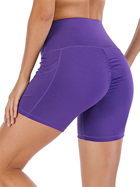 Sayfut Womens High Waist Workout Yoga Shorts With Out Pockets Tummy
