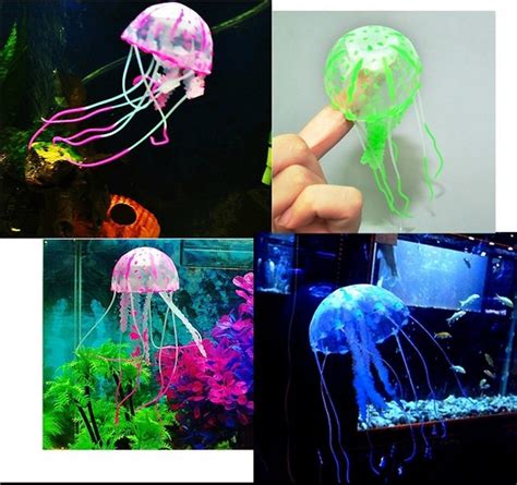 Glowing Artificial Vivid Jellyfish Silicone Fish Tank Decor Aquarium