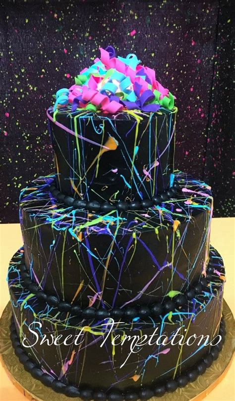 Glow In The Dark Cake Neon Birthday Cakes Glow Birthday Party Glow