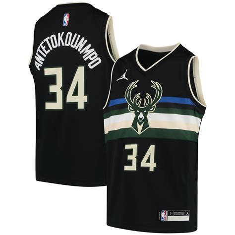 Youth Milwaukee Bucks Giannis Antetokounmpo Jordan Brand Black 202021