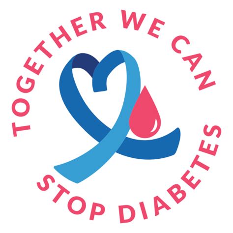 Together We Can Stop Diabetes Ribbon Heart Drop Badge Sticker