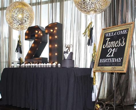 Fun & Elegant styling for a 21st Birthday! Themed in black and gold in