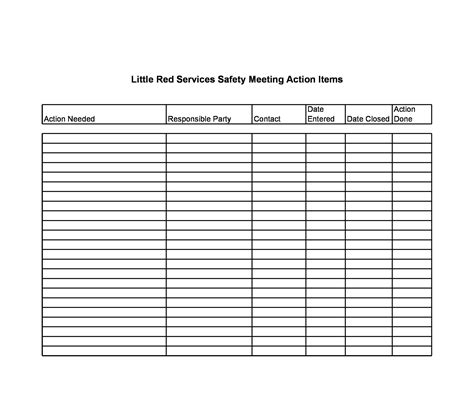 Action Items Template