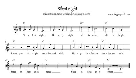 Piano chord diagrams c chord and g chord. Free Christmas Carols > Silent night - free mp3 audio song ...