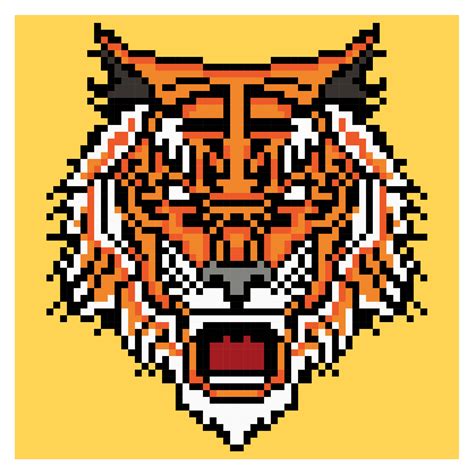 Tiger Face Pixel Art Vector 11326559 Vector Art At Vecteezy