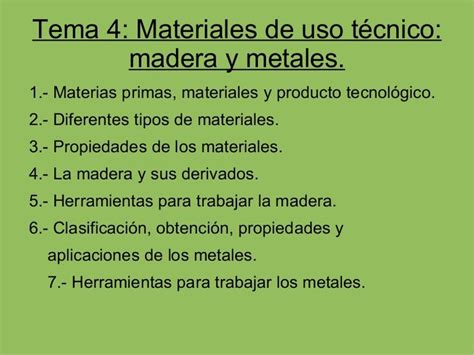 Tema 4 Materiales De Uso Técnico Madera Y Metales1 Materias Primas
