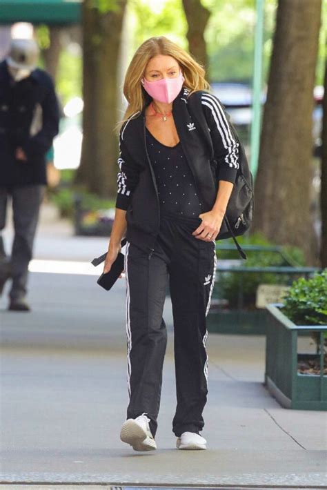 Kelly Ripa In A Black Adidas Tracksuit Heads To The Gym In New York