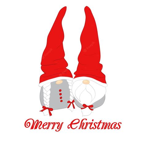 Premium Vector Christmas Card With Scandinavian Gnomes Couple Happy
