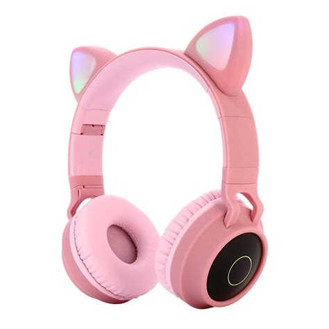 wireless bluetooth cat ear headphones led lights mic stereo headset for girls ebay