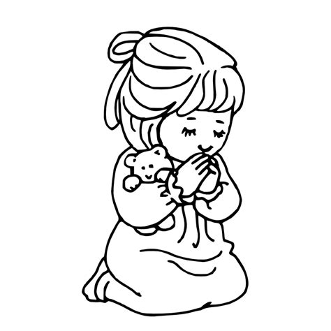 Picture Of Little Girl Praying Black And White Clipart Clipground