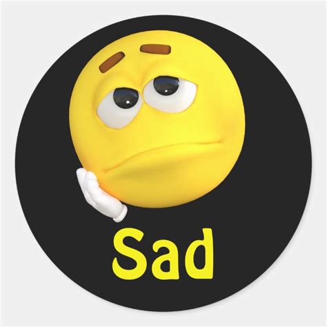 Sad Emoji Emoticon Cartoon Face Classic Round Sticker Au