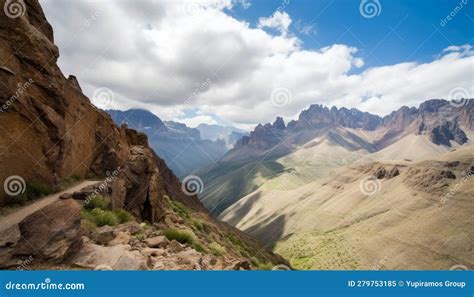 High Up On The Mountain Peak A Majestic Landscape Awaits Generated By