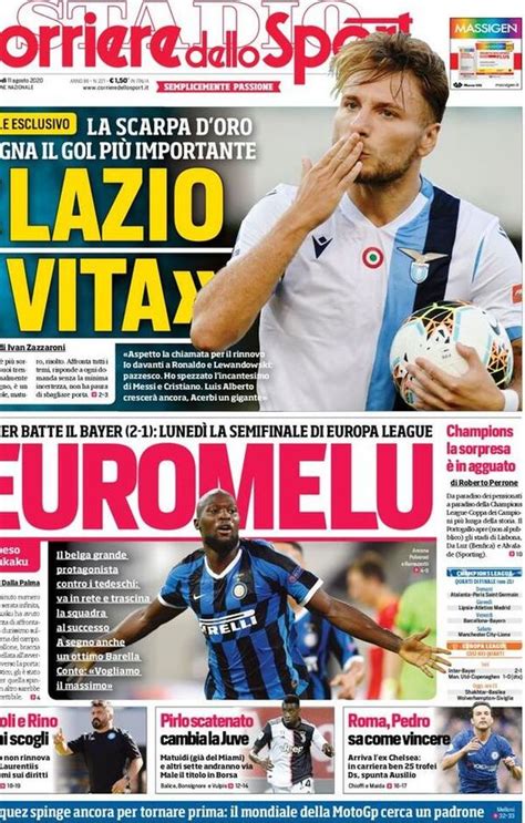 Corriere Dello Sport La Prima Pagina Di Oggi 11 Agosto 2020